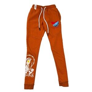 Fifth Loop Mens Jogger Sweatpants Small Orange Graphic Streetwear Hip Hop Urban